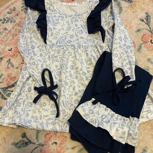 Floral Blue and White Girls Set
